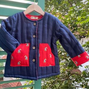 Jade & Mom Vietnamese style linen muslin quilted jacket, child 3-4 years, puppy